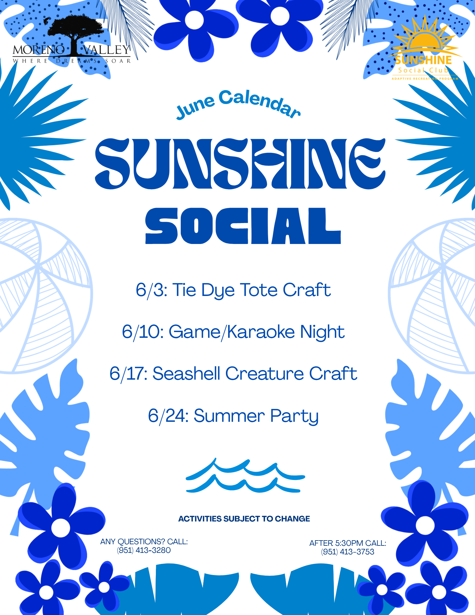 Sunshine Adaptive Program Calendar